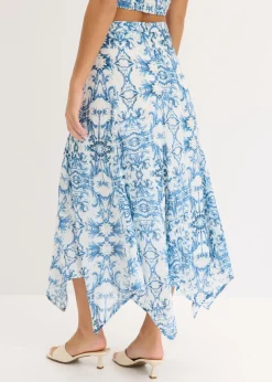 bonprix bonprix Falda con dobladillo irregular Blanco-azul Clearance