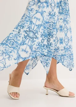 bonprix bonprix Falda con dobladillo irregular Blanco-azul Clearance