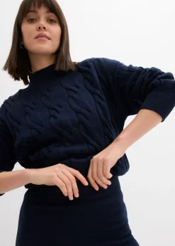 bonprix bonprix Falda corta de punto de mezcla de viscosa suave Azul marino Hot