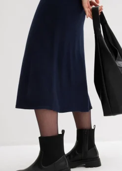 bonprix bonprix Falda corta de punto de mezcla de viscosa suave Azul marino Hot