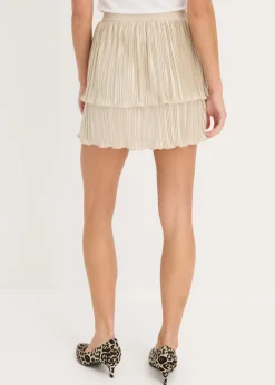 bonprix bonprix Falda corta plisada Champán Online