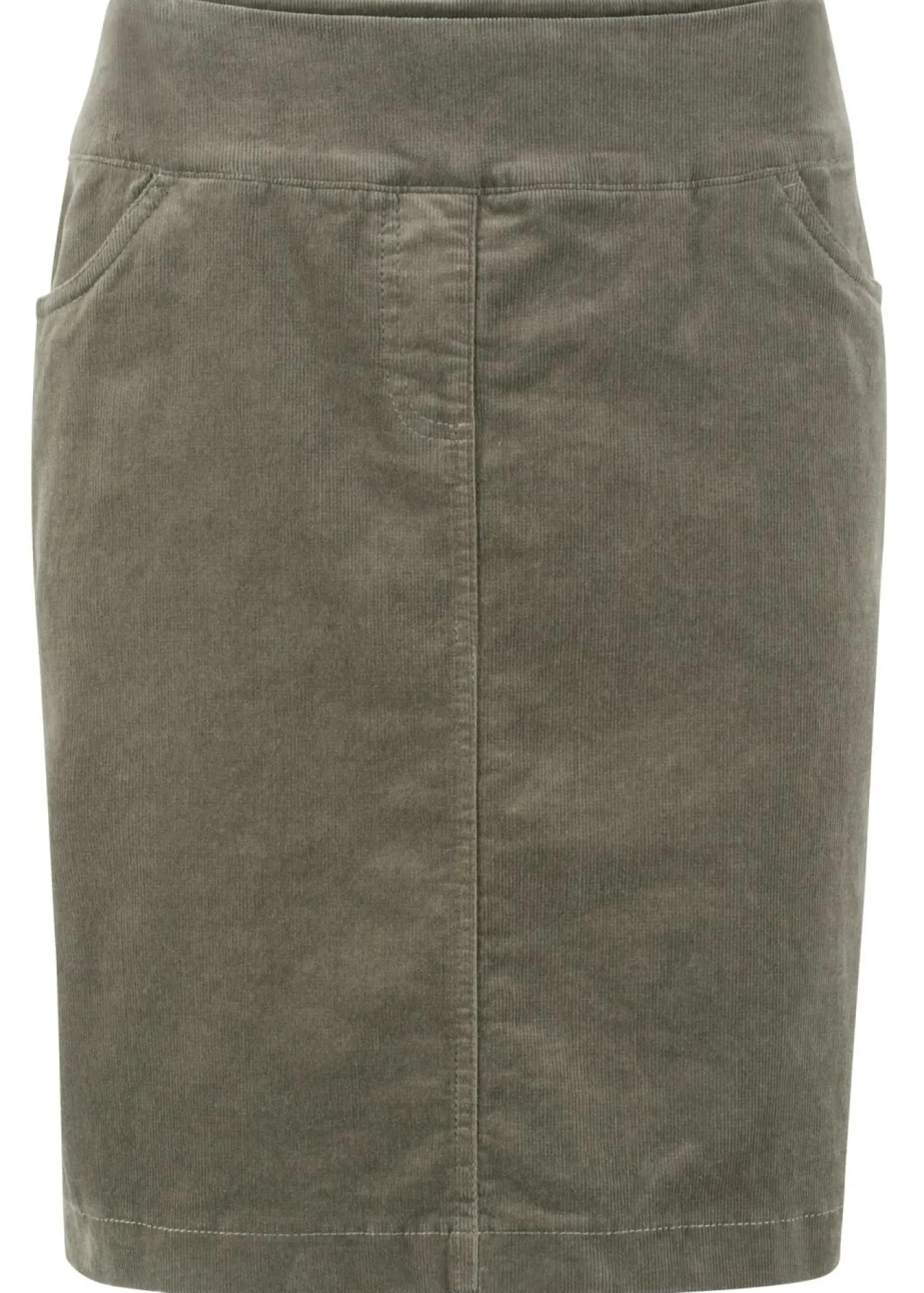 bonprix bonprix Falda de algodón de pana, elástica, con cintura cómoda Verde oliva oscuro Online