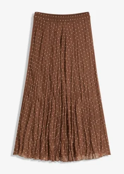 bonprix bonprix Falda de gasa con look arrugado marrón claro/beige arena topos Sale