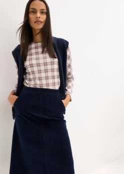 bonprix bonprix Falda de pana azul tinta