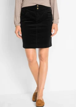bonprix bonprix Falda de pana elástica Negro
