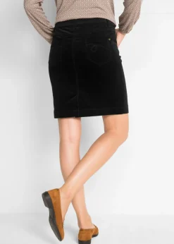 bonprix bonprix Falda de pana elástica Negro