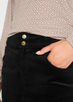 bonprix bonprix Falda de pana elástica Negro