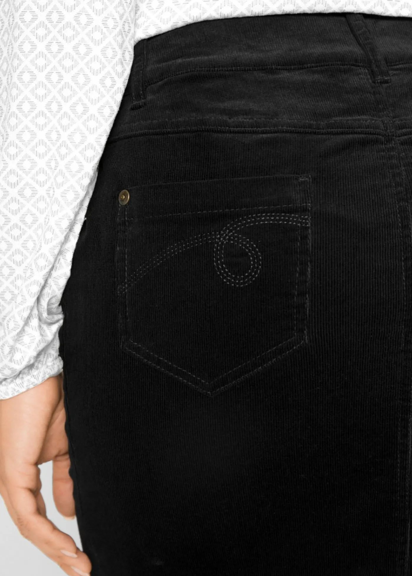 bonprix bonprix Falda de pana elástica Negro