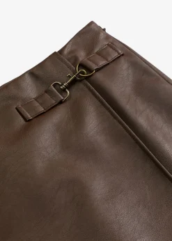bonprix bonprix Falda de piel sintética Marrón oscuro Sale
