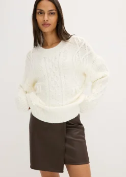 bonprix bonprix Falda de piel sintética Marrón oscuro Sale