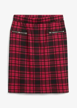 bonprix bonprix Falda de punto rojo granate-negro a cuadros Sale