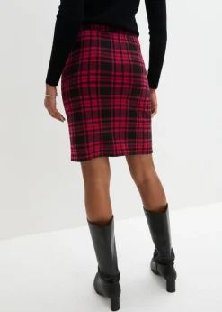 bonprix bonprix Falda de punto rojo granate-negro a cuadros Sale