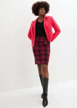 bonprix bonprix Falda de punto rojo granate-negro a cuadros Sale