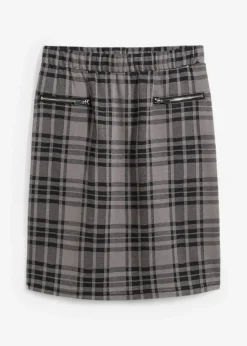 bonprix bonprix Falda de punto negro-gris claro a cuadros