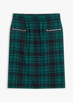 bonprix bonprix Falda de punto Verde bosque/negro de cuadros Hot