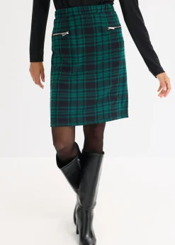 bonprix bonprix Falda de punto Verde bosque/negro de cuadros Hot