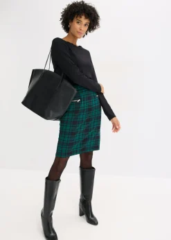bonprix bonprix Falda de punto Verde bosque/negro de cuadros Hot