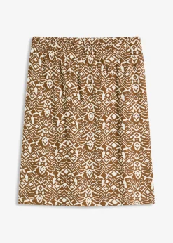 bonprix bonprix Falda de punto Marrón/beige natural con estampado gráfico New