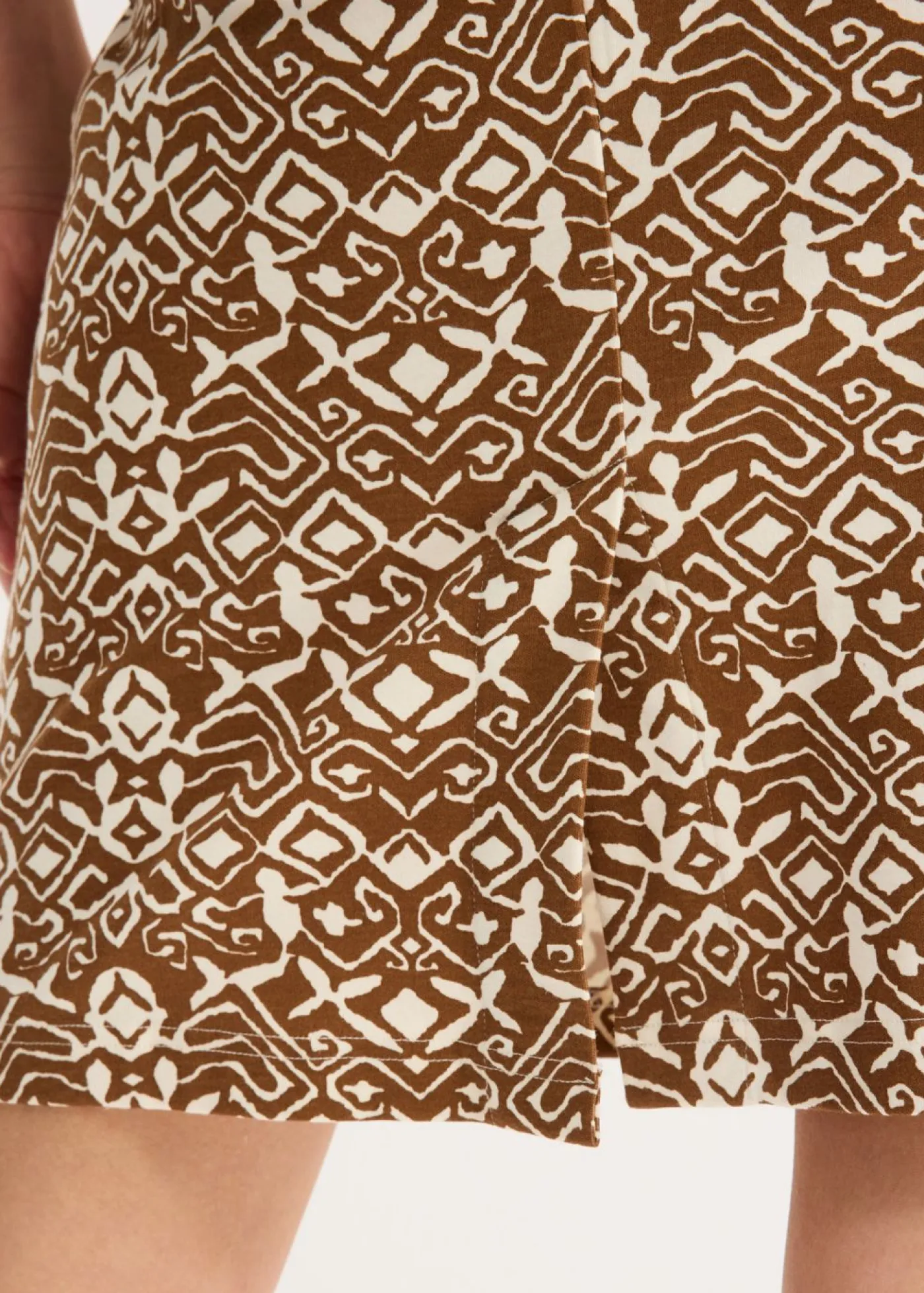 bonprix bonprix Falda de punto Marrón/beige natural con estampado gráfico New