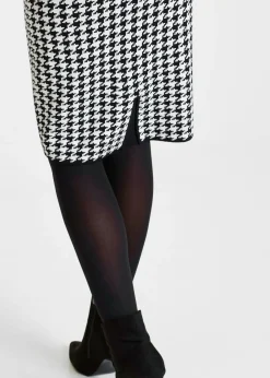 bonprix bonprix Falda de punto negro / crema suave a cuadros Sale
