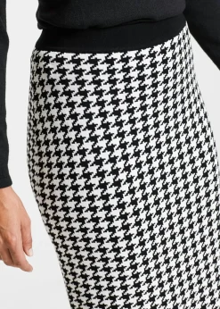 bonprix bonprix Falda de punto negro / crema suave a cuadros Sale