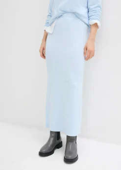 bonprix bonprix Falda de punto con aspecto de punto Azul pálido jaspeado Best