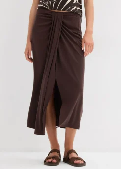 bonprix bonprix Falda de punto con cinturilla cómoda Marrón oscuro New