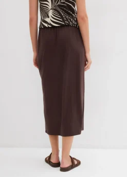 bonprix bonprix Falda de punto con cinturilla cómoda Marrón oscuro New