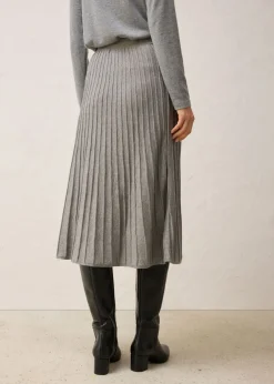 bonprix bonprix Falda de punto con lana merino Gris jaspeado