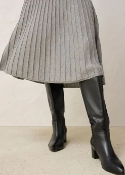 bonprix bonprix Falda de punto con lana merino Gris jaspeado