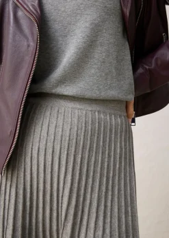 bonprix bonprix Falda de punto con lana merino Gris jaspeado