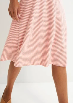 bonprix bonprix Falda de punto con rayas y largo hasta la rodilla coral ahumado-blanco con rayas Hot