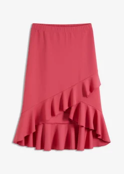 bonprix bonprix Falda de punto con volantes Rosa medio Clearance