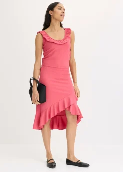 bonprix bonprix Falda de punto con volantes Rosa medio Clearance