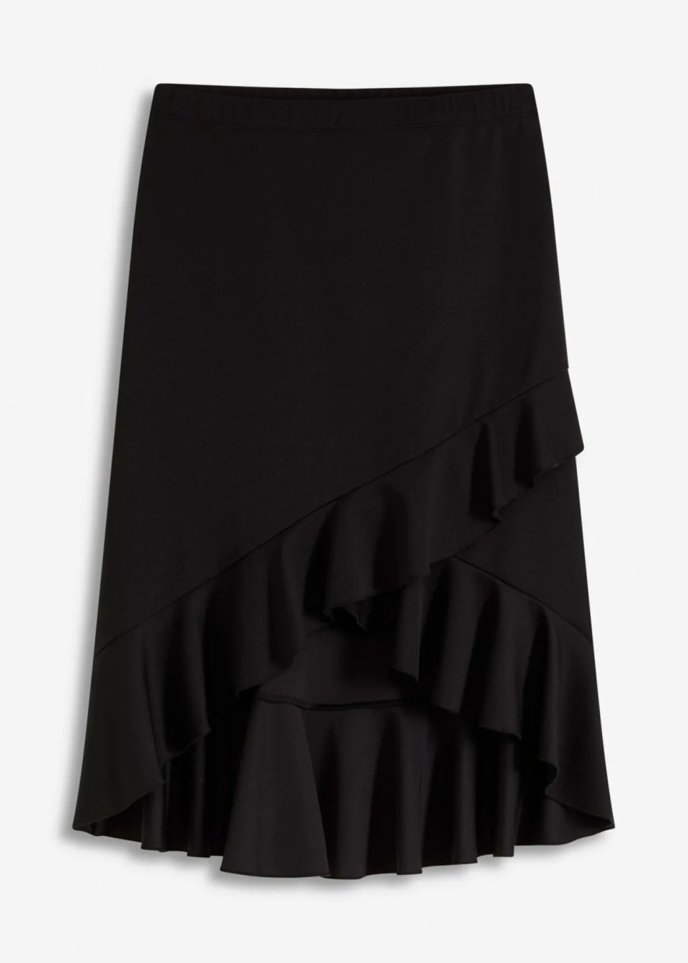 bonprix bonprix Falda de punto con volantes Negro