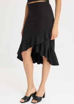 bonprix bonprix Falda de punto con volantes Negro