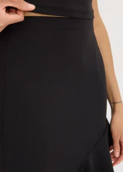 bonprix bonprix Falda de punto con volantes Negro