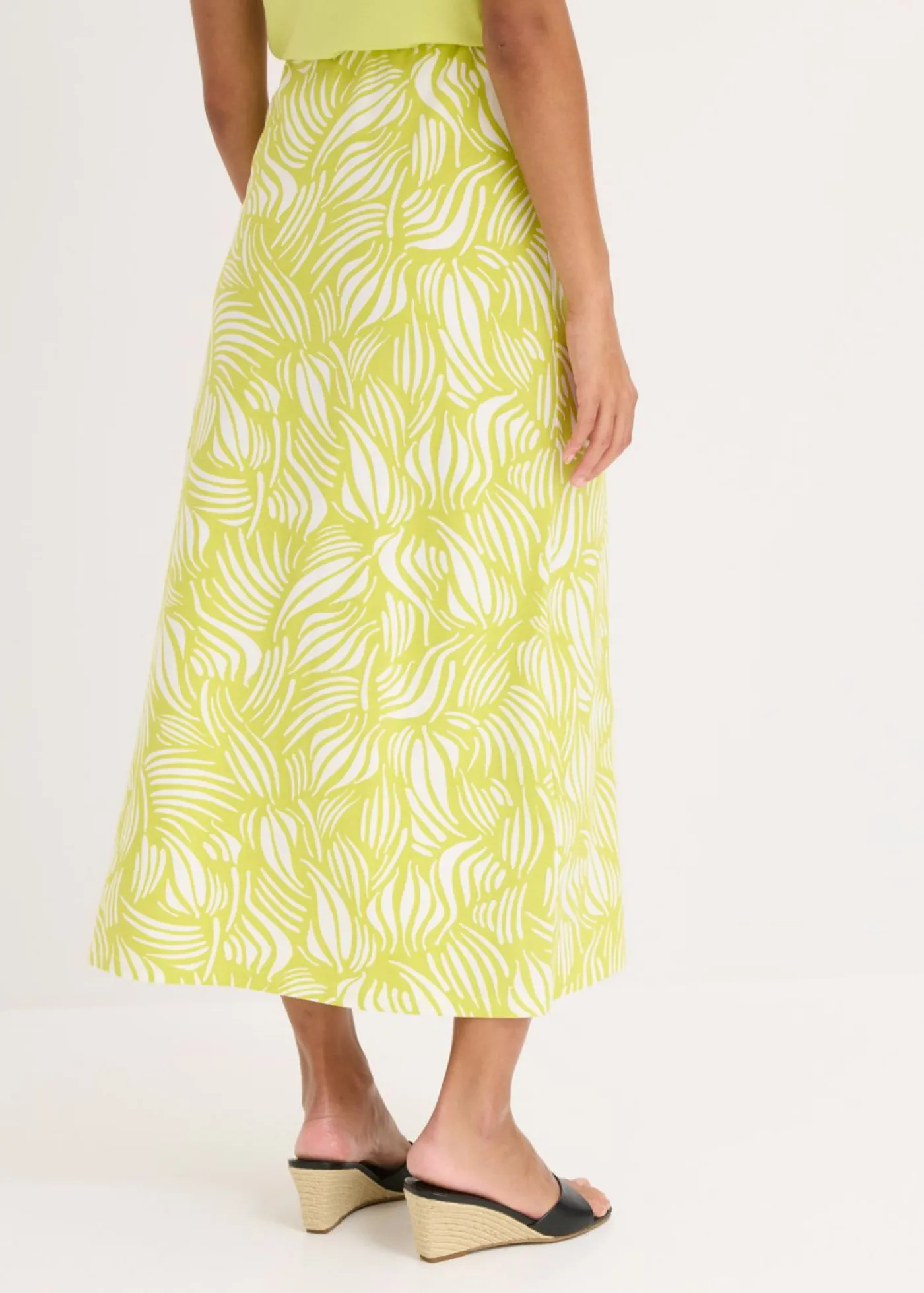 bonprix bonprix Falda de punto de algodón elástico amarillo cítrico-blanco lana Best