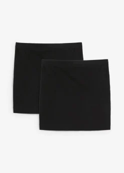 bonprix bonprix Falda de punto de algodón orgánico puro con elástico (2 unidades) Negro-negro Online