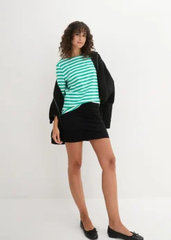 bonprix bonprix Falda de punto de algodón orgánico puro con elástico (2 unidades) Negro-negro Online