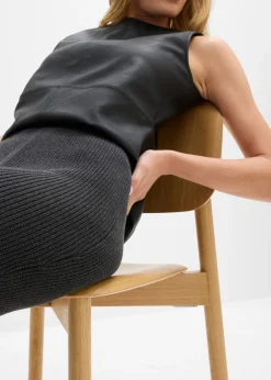 bonprix bonprix Falda de punto de algodón puro Antracita jaspeado Discount
