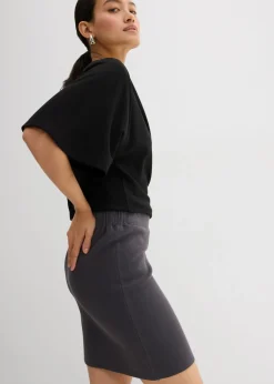 bonprix bonprix Falda de punto de mezcla de viscosa pizarra Outlet