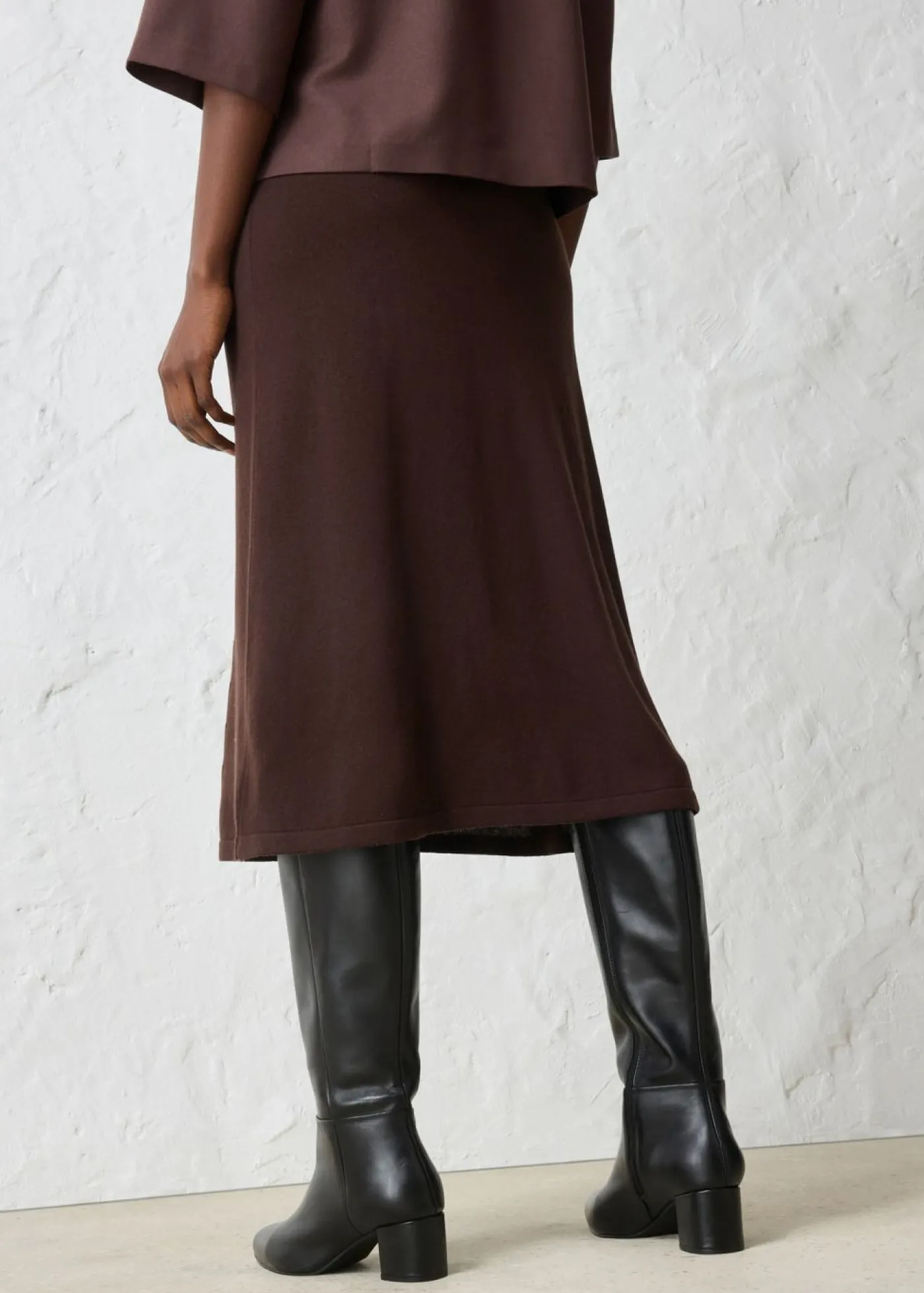 bonprix bonprix Falda de punto de mezcla de lana suave Marrón oscuro New