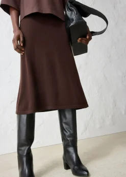 bonprix bonprix Falda de punto de mezcla de lana suave Marrón oscuro New