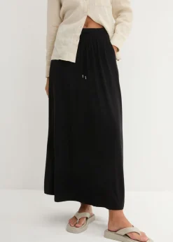 bonprix bonprix Falda de punto en mezcla de viscosa Negro Sale