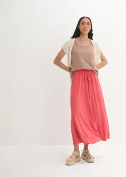 bonprix bonprix Falda de punto en mezcla de viscosa Coral mate Clearance