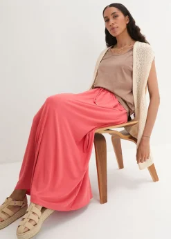 bonprix bonprix Falda de punto en mezcla de viscosa Coral mate Clearance