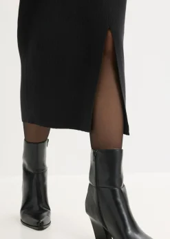 bonprix bonprix Falda de punto fino de mezcla de viscosa suave Negro New