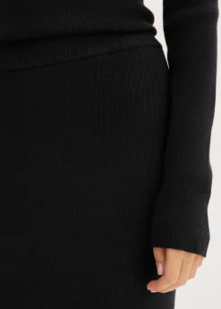 bonprix bonprix Falda de punto fino de mezcla de viscosa suave Negro New
