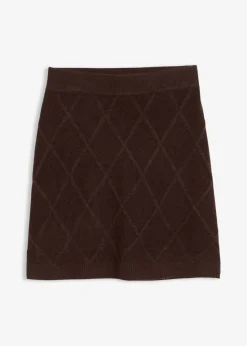 bonprix bonprix Falda de punto trenzado Marrón oscuro Outlet